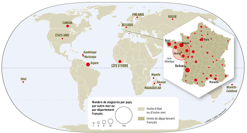 Cartographie des stages depuis 2016